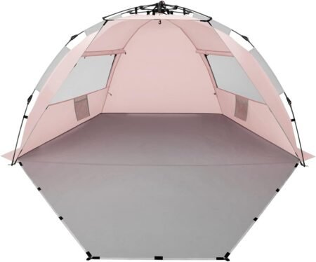 Large 4-Person Pop-Up Beach Tent with Carry Bag & Sand Pockets