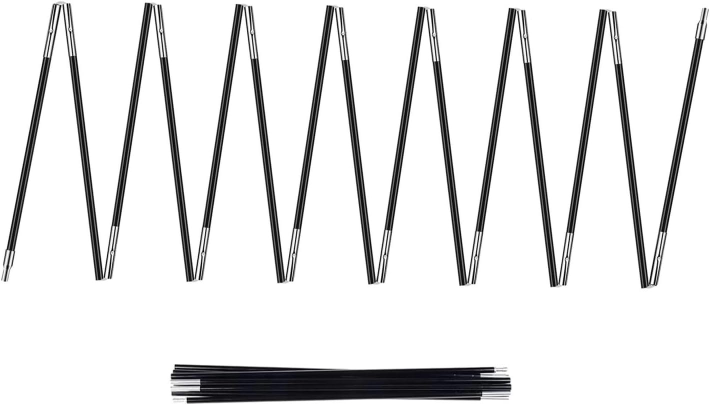 2-Pack 20ft Black Fiberglass Straight Tent Poles 15 Sections