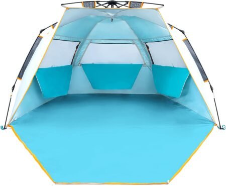 3-4 Person Pop-Up Beach Tent with Extended Zippered Porch