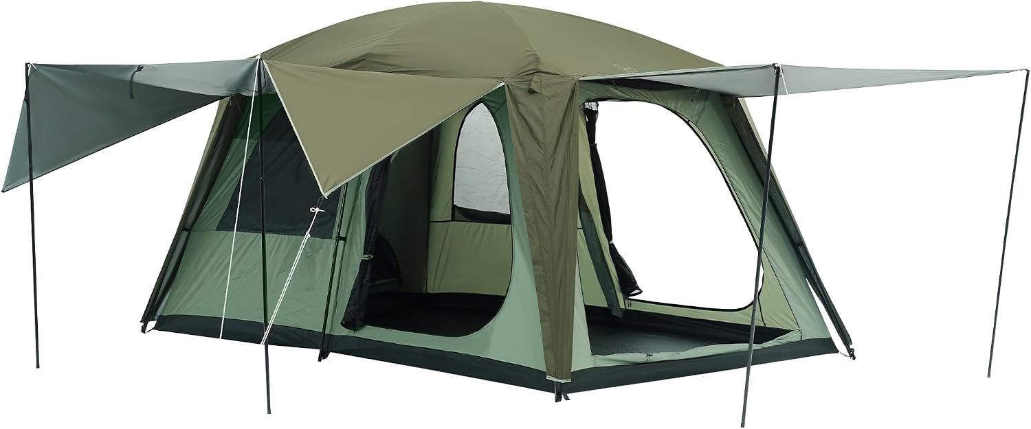 4-6 Person 2-Room Cabin Tent with 3 Doors Double Layer Waterproof