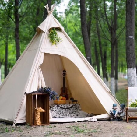 Cotton Canvas Pyramid Camping Tent for 2-3 Person