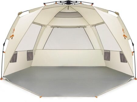 4-6 Person Pop-Up Beach Tent with Extended Zippered Porch