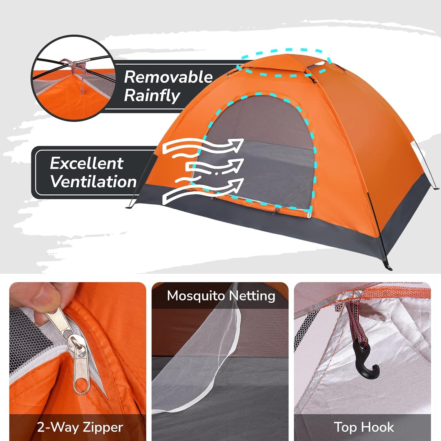 1-4 Person Waterproof Dome Tent with Carry Bag & Rain Fly - Image 2