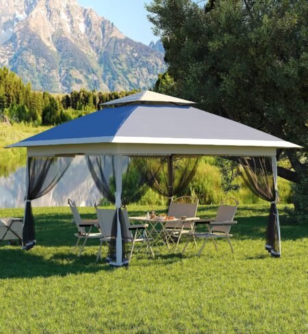 Navy/Hemp Grey Pop-Up Gazebo with Mosquito Netting